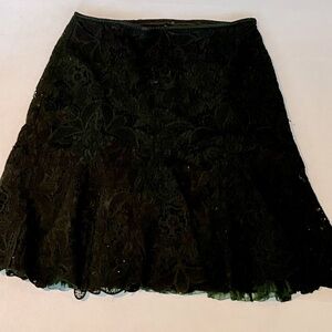 Elie Tahari Black Lace Skirt W/Tulle -Medium